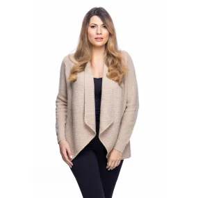 100% Cashmere Ladies Textured Jacket Sand Beige