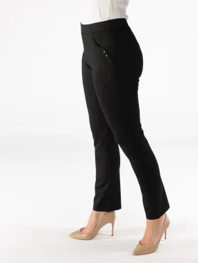 29" Leg printed trouser with trim detail- Black