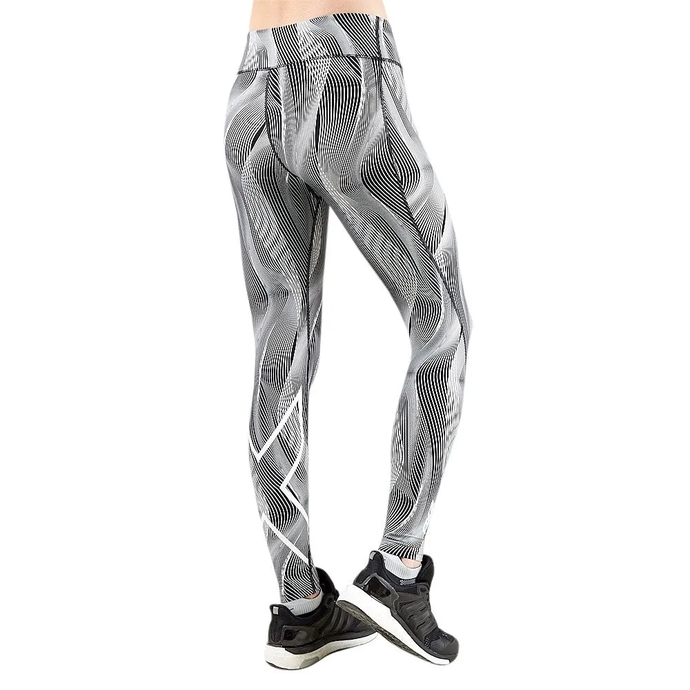 2XU Women's Mid-rise Print Compression Tights-WA4628B (WHC/WHT)