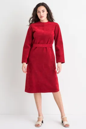 70s Red Suede Like Dress M