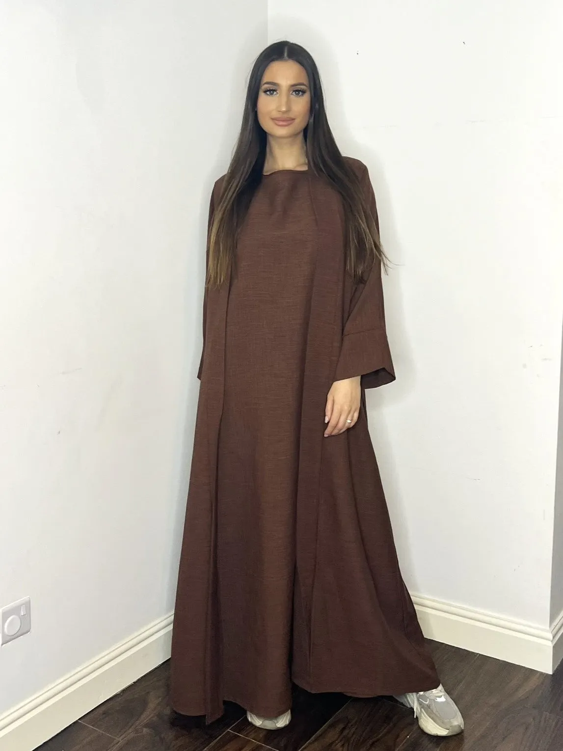 Alya 2 Piece Abaya - Chocolate Brown