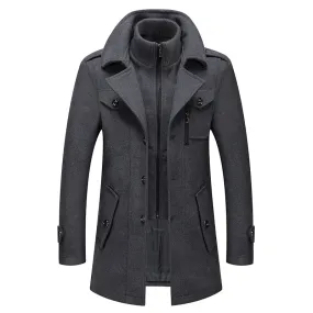 Angelo Ricci™ Business Double Collar Windbreaker Woolen Pea Coat