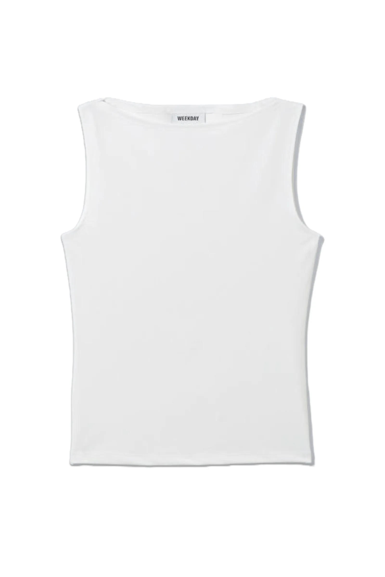 Annie Boat Neck Tank Top In White