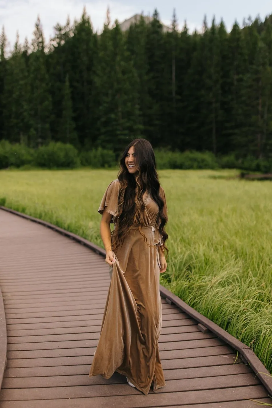 Arbor Velvet Wrap Maxi - Honey