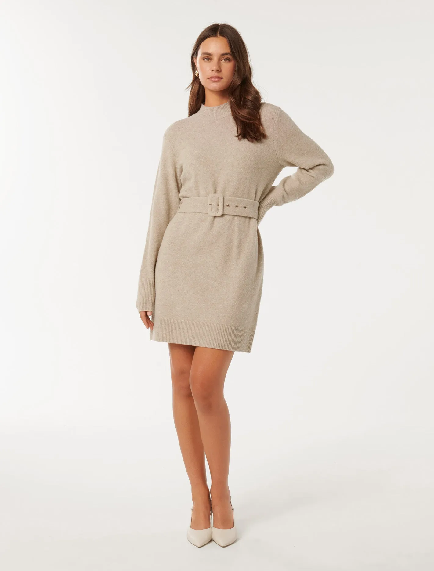 Astrid Belted Knit Mini Dress