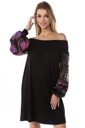 AVELINE OFF SHOULDER DRESS (BLACK)- VD2657-PURPLE