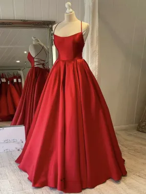 Ball Gown Criss-Cross Back Red Prom Dress