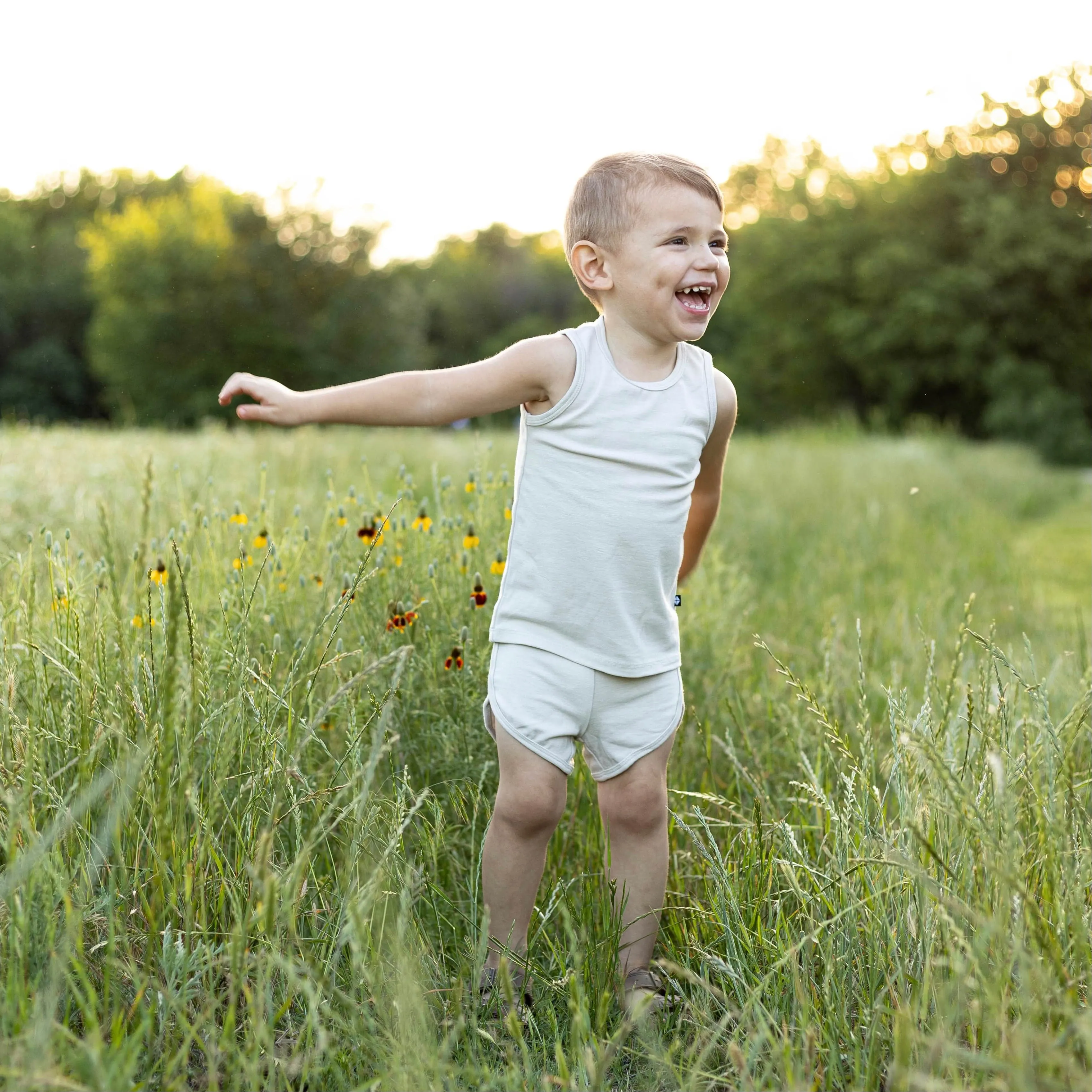 Bamboo Jersey Tank Jogger Set in Oat