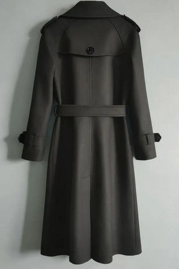 Belted Long Wool Coat Women C2585