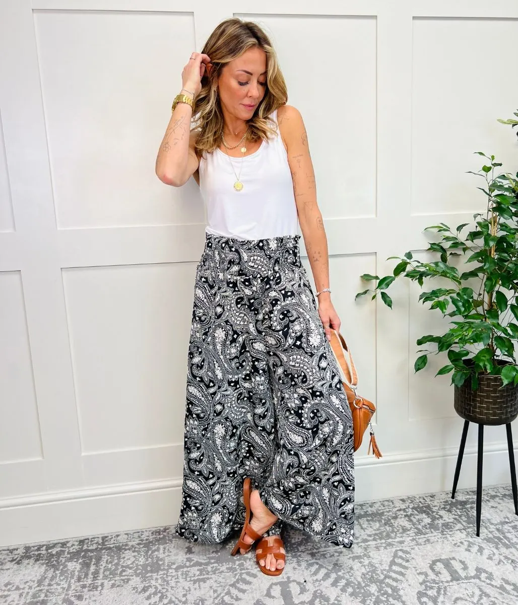 Black & White Print Palazzo Trousers