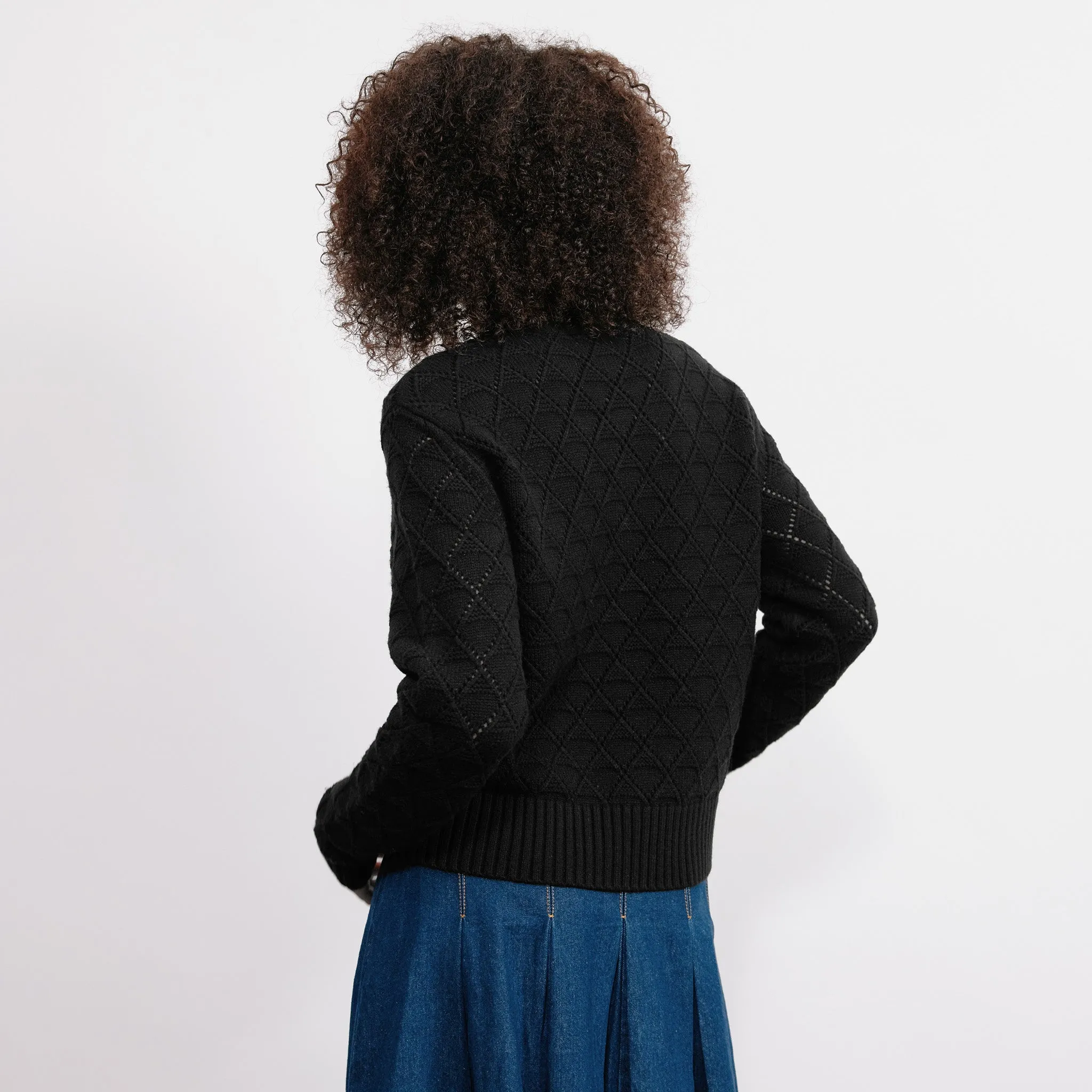 Black Pointelle Cardigan