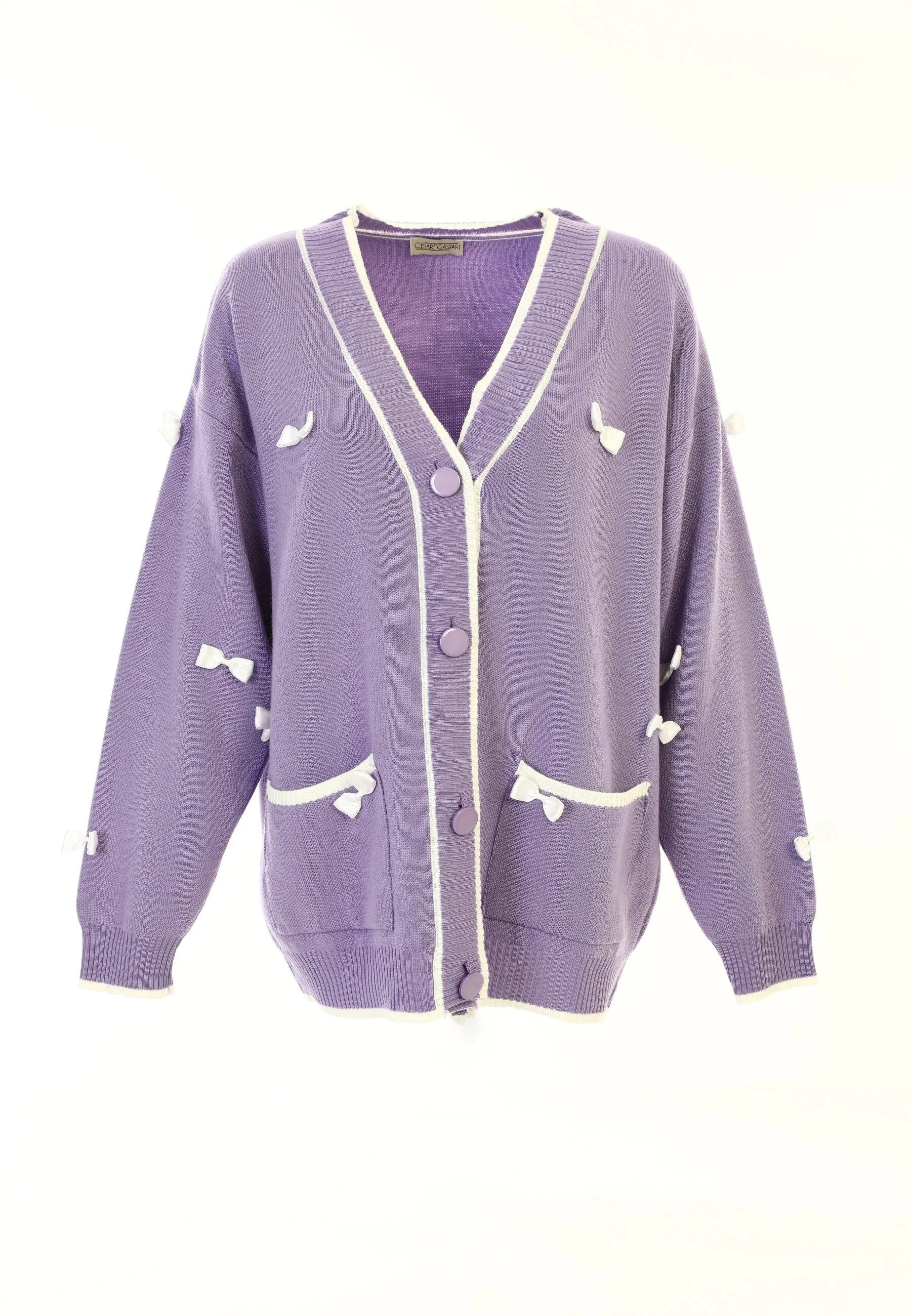 Bow Knit Cardigan - Lilac