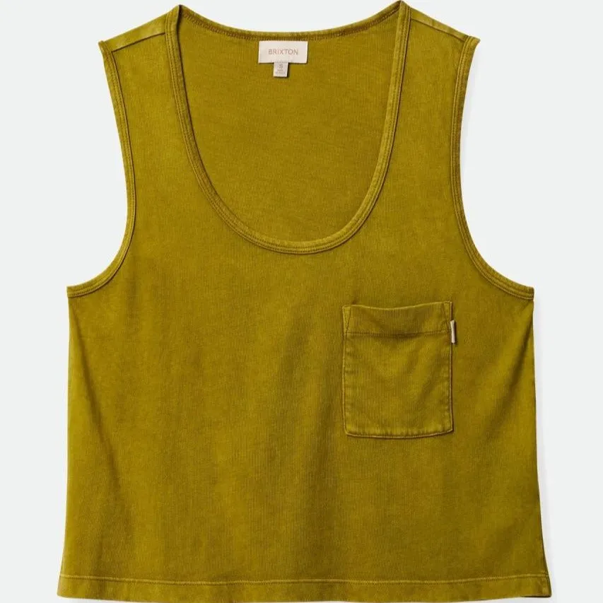 BRIXTON WOMENS CAREFREE POCKET TANK MOSS