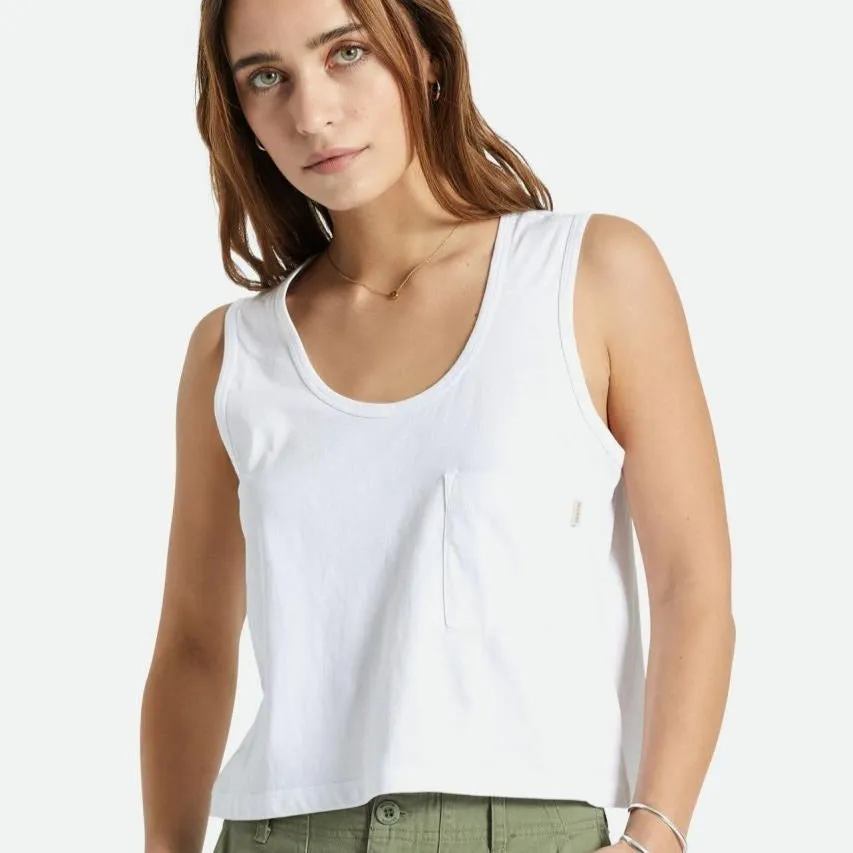 BRIXTON WOMENS CAREFREE POCKET TANK WHITECAP