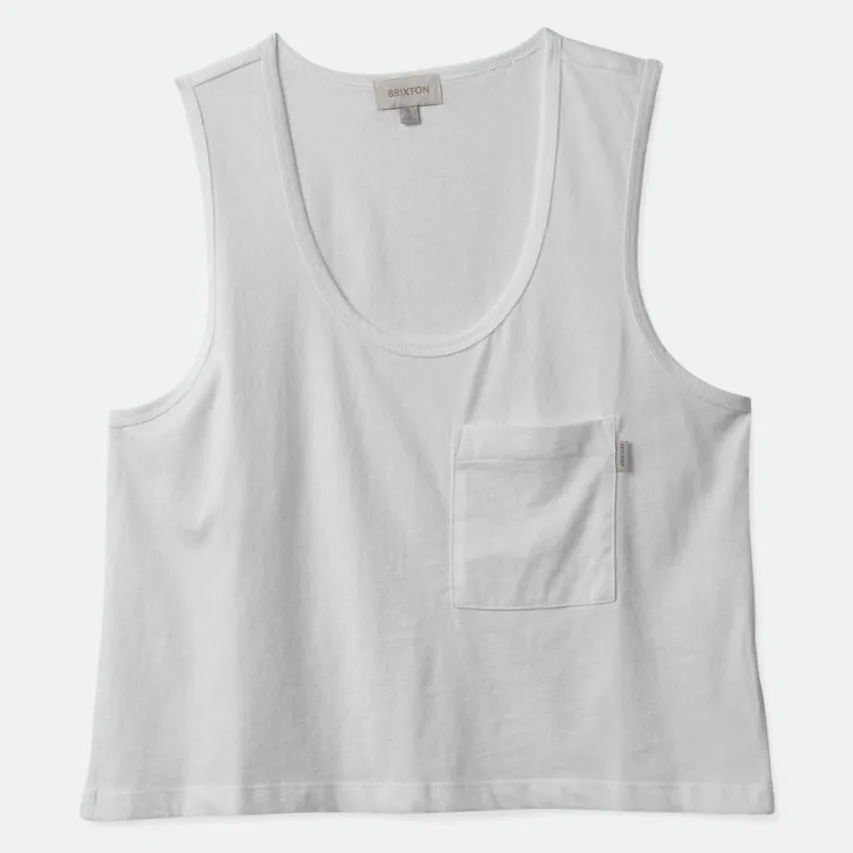 BRIXTON WOMENS CAREFREE POCKET TANK WHITECAP