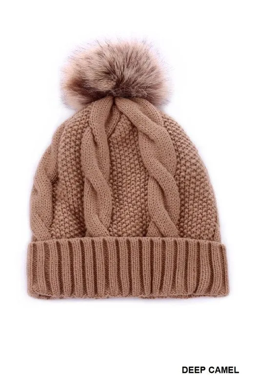 Cable Knit Pom Beanie