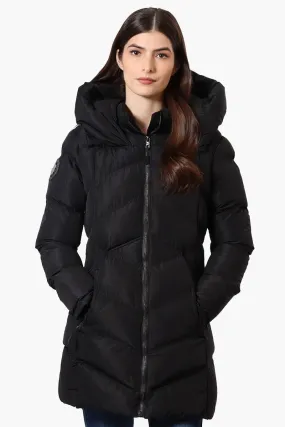 Canada Weather Gear Chevron Quilted Puffer Parka Jacket - Black