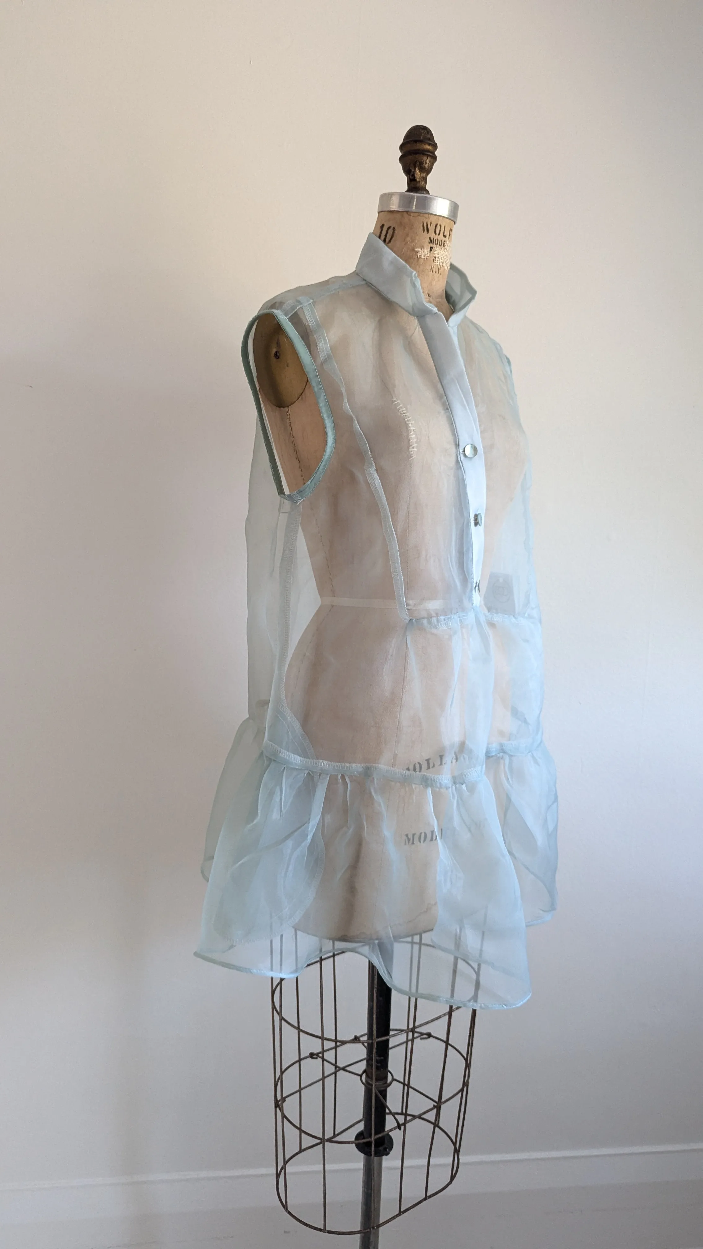 Carrie Dress - One of a Kind Upcycled & Vintage Sheer Mini Dress Size L/XL #CAR7