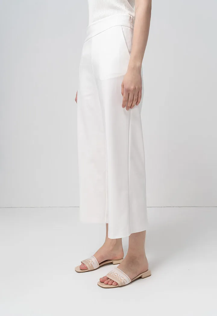 Choice Single Tone Wide Legs Trouser Offwhite