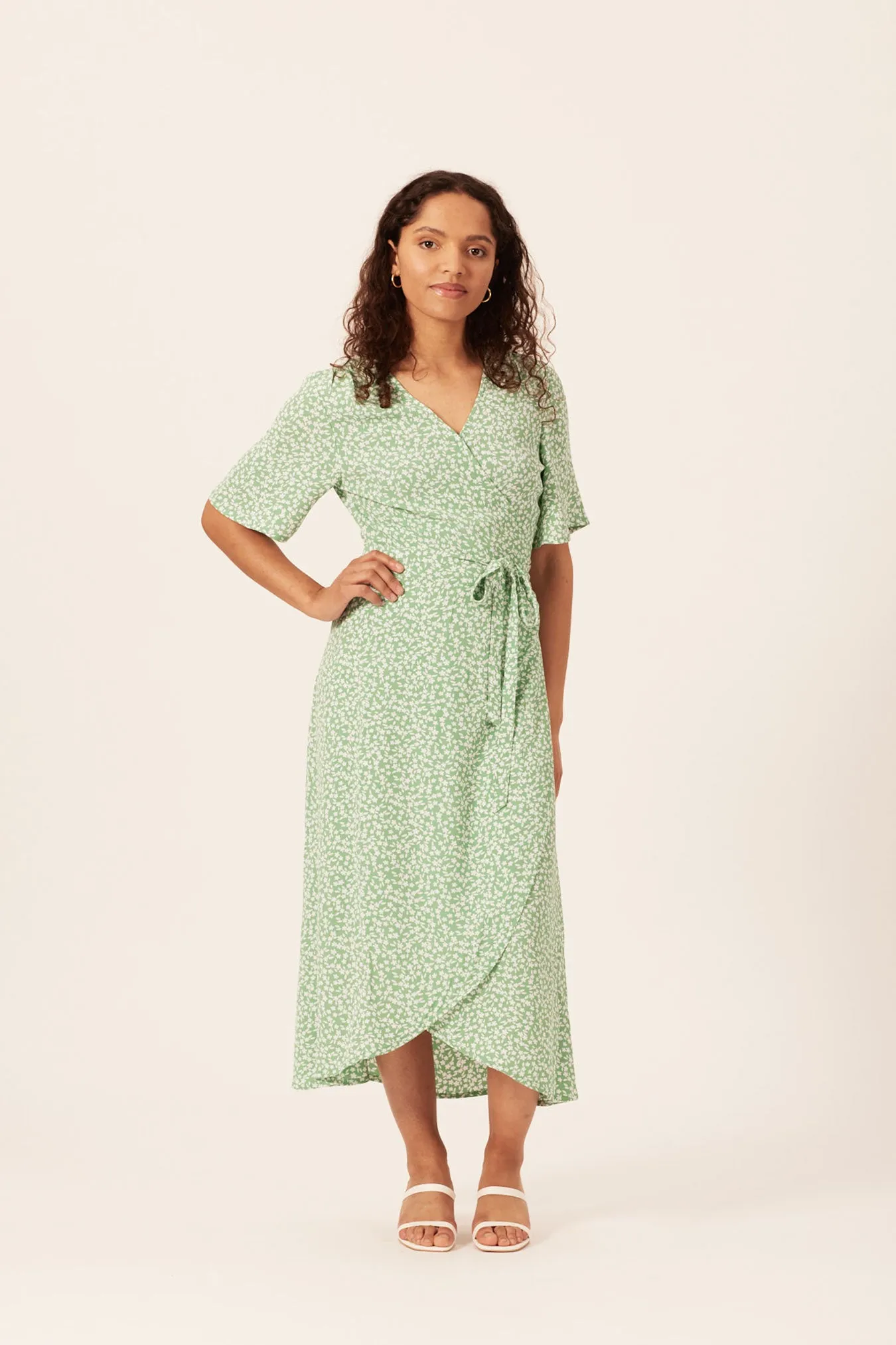 Claire Midi Wrap Dress Green