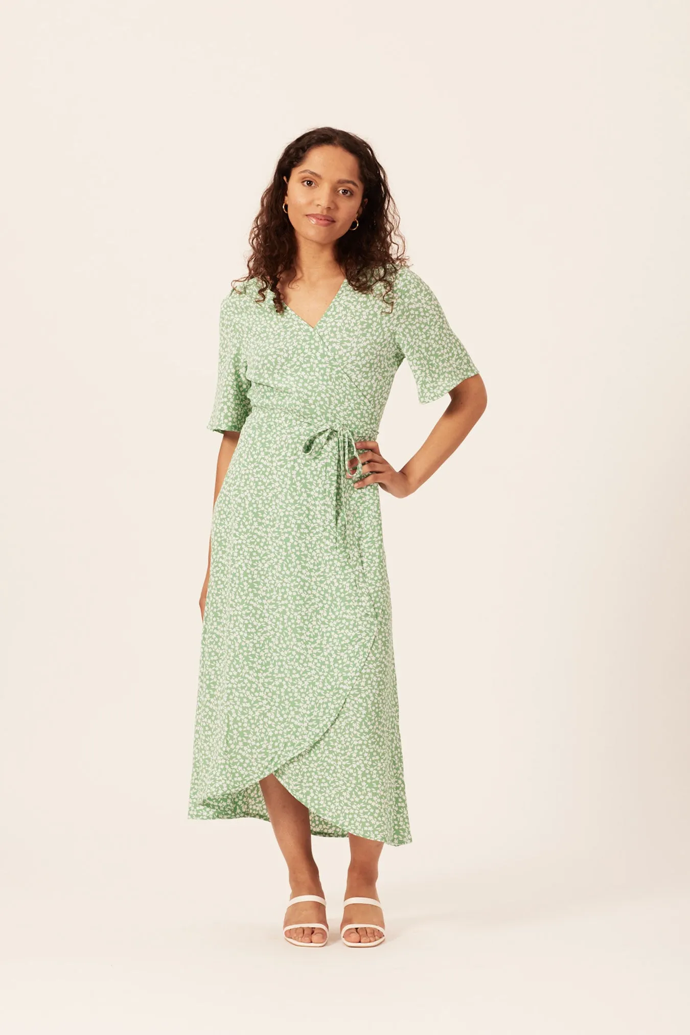 Claire Midi Wrap Dress Green