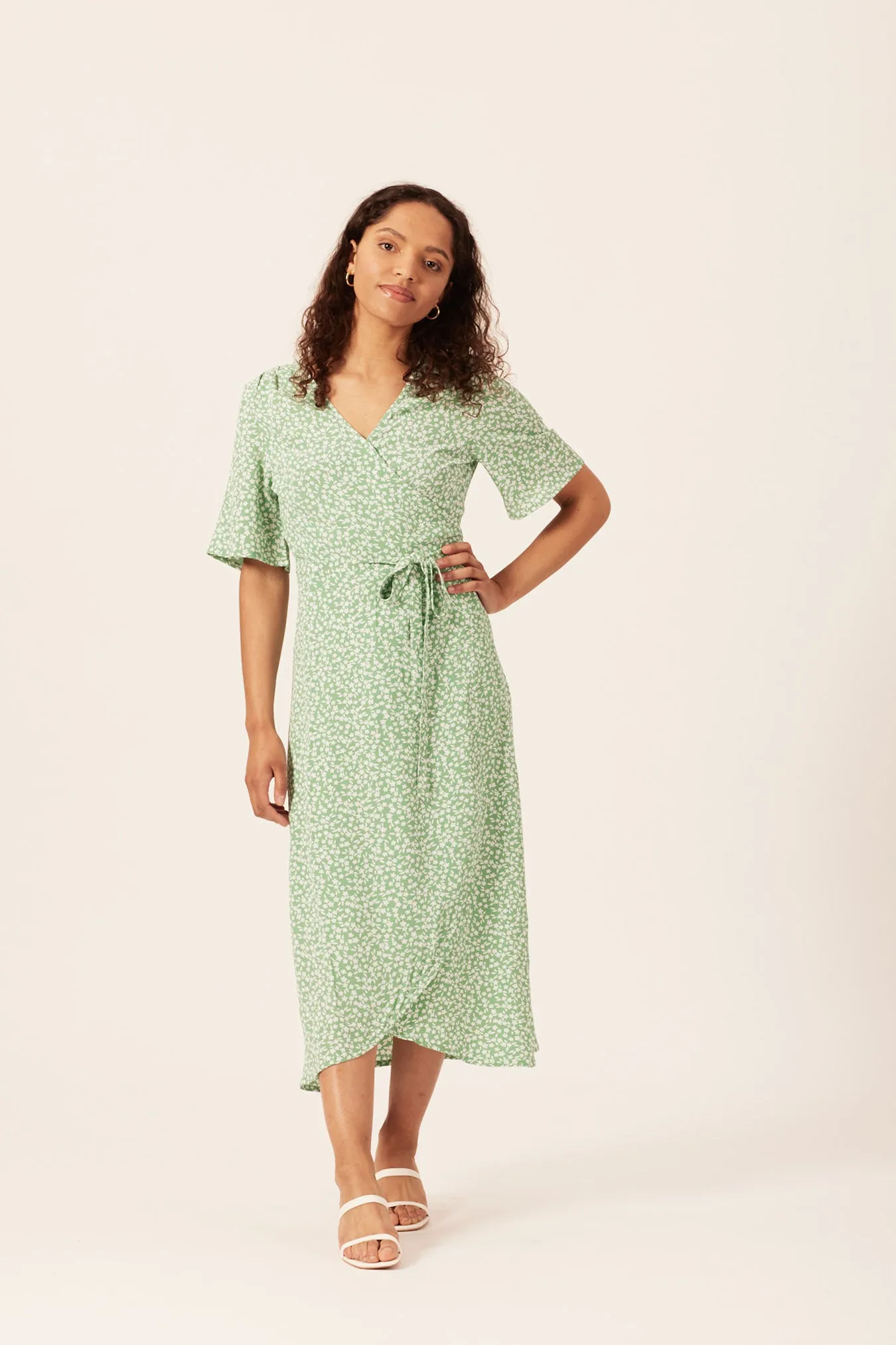 Claire Midi Wrap Dress Green