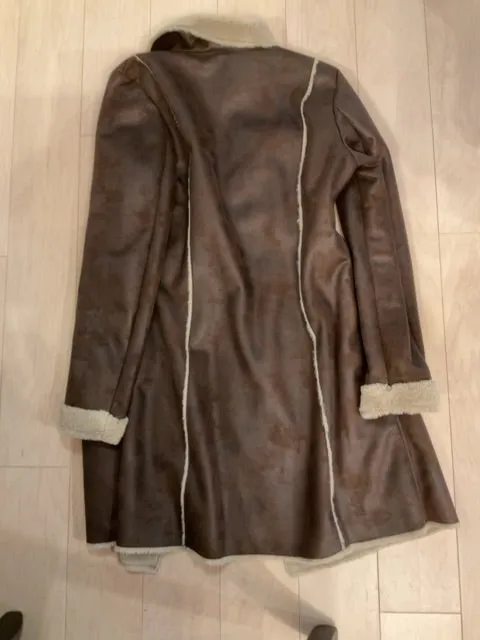 {{ClientCode}} BROWN MONTANACO FUR TRIM LEATHER JACKET, M