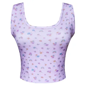 Cloud Haven Ditsy Floral Tank | Rainbow and Flower Graphic Purple