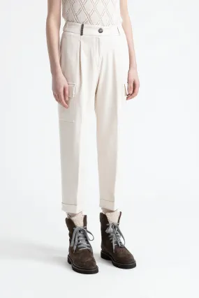 Cotton gabardine cargo trousers