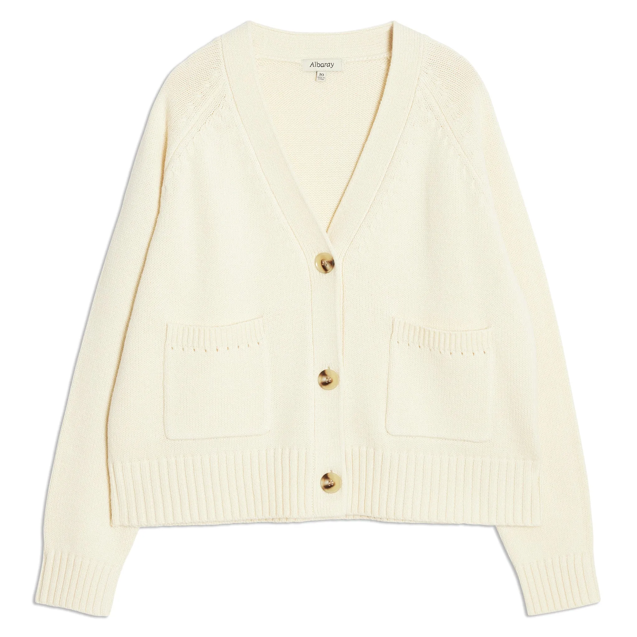 Cream Relaxed V Neck Cardigan