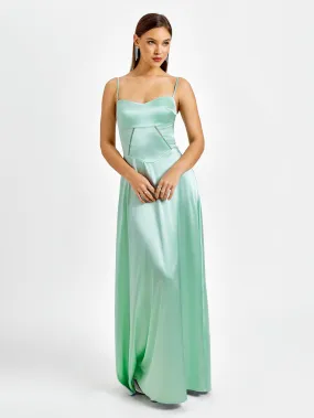 Crisscross Back Satin Maxi Dress