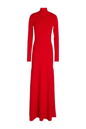 Cutout Stretch-Knit Turtleneck Maxi Dress