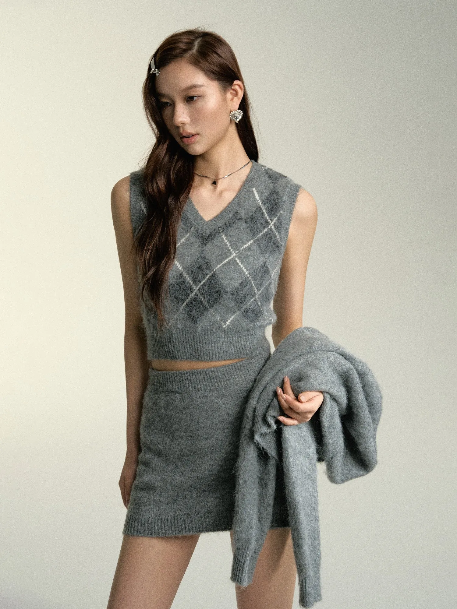 Diamond Wool Knitted Cardigan/Vest SOM0065