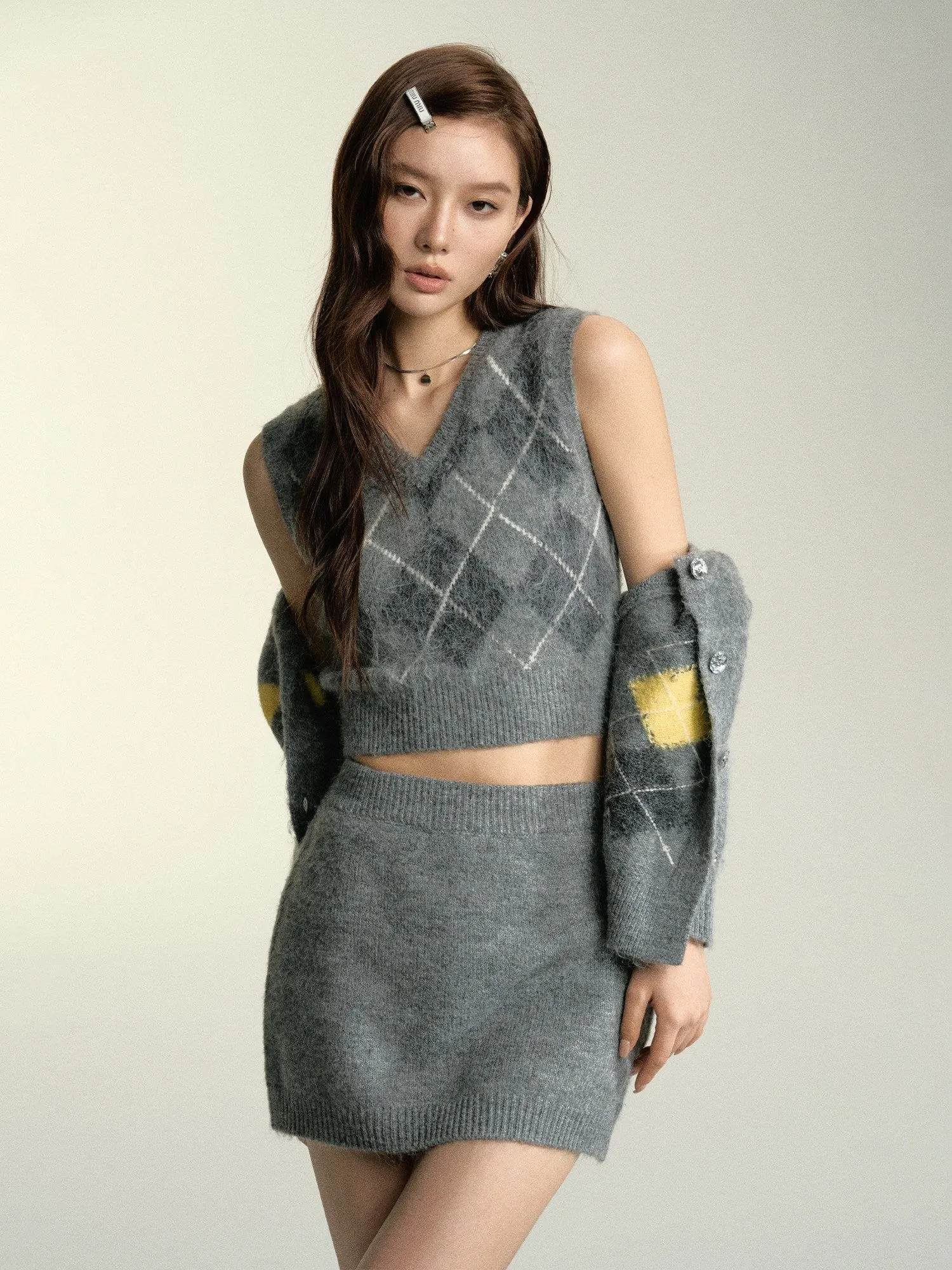 Diamond Wool Knitted Cardigan/Vest SOM0065