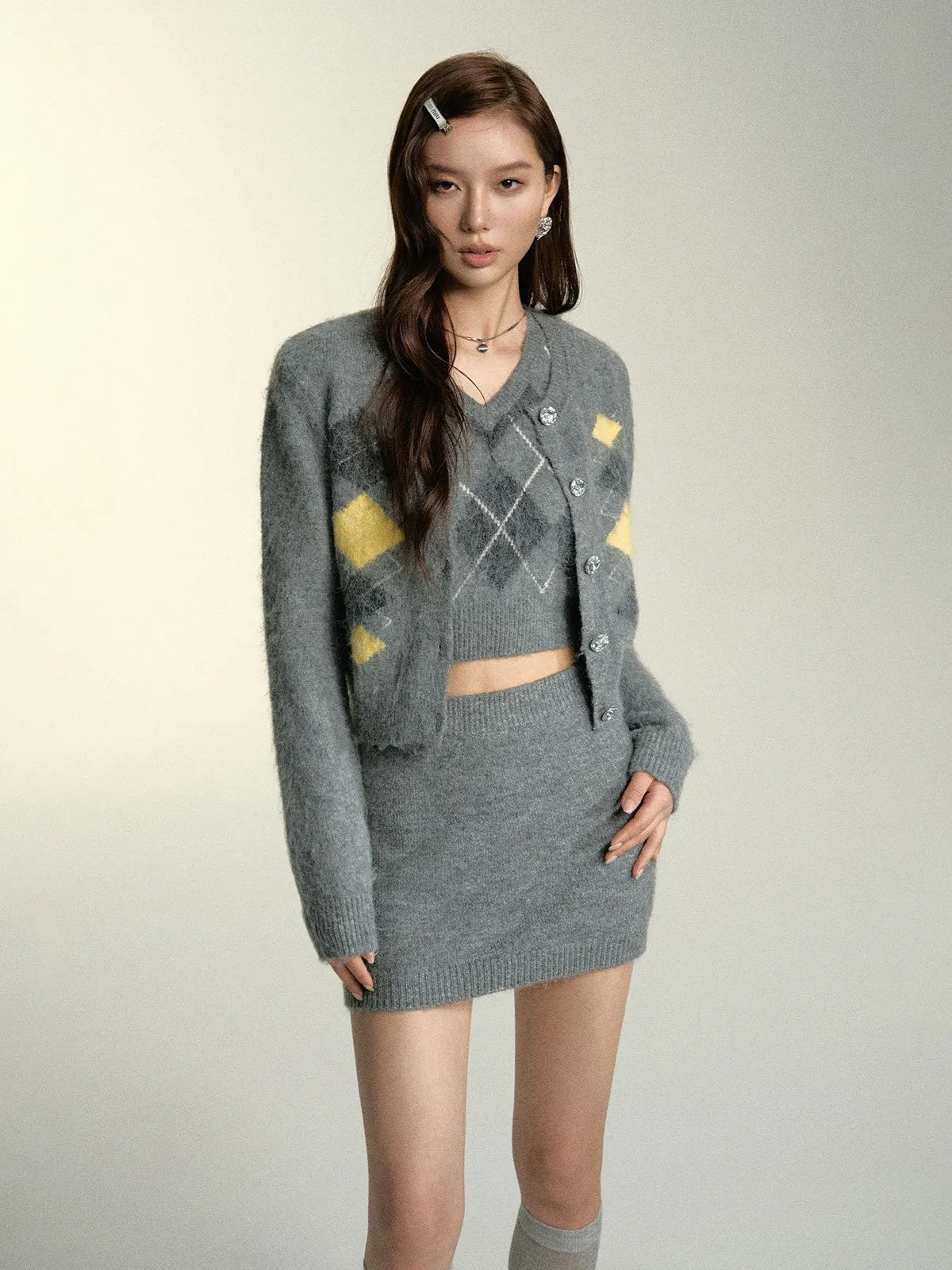 Diamond Wool Knitted Cardigan/Vest SOM0065