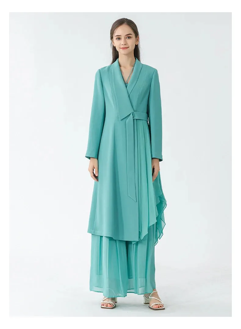 Elegant Stitched Pleated Silk Coat