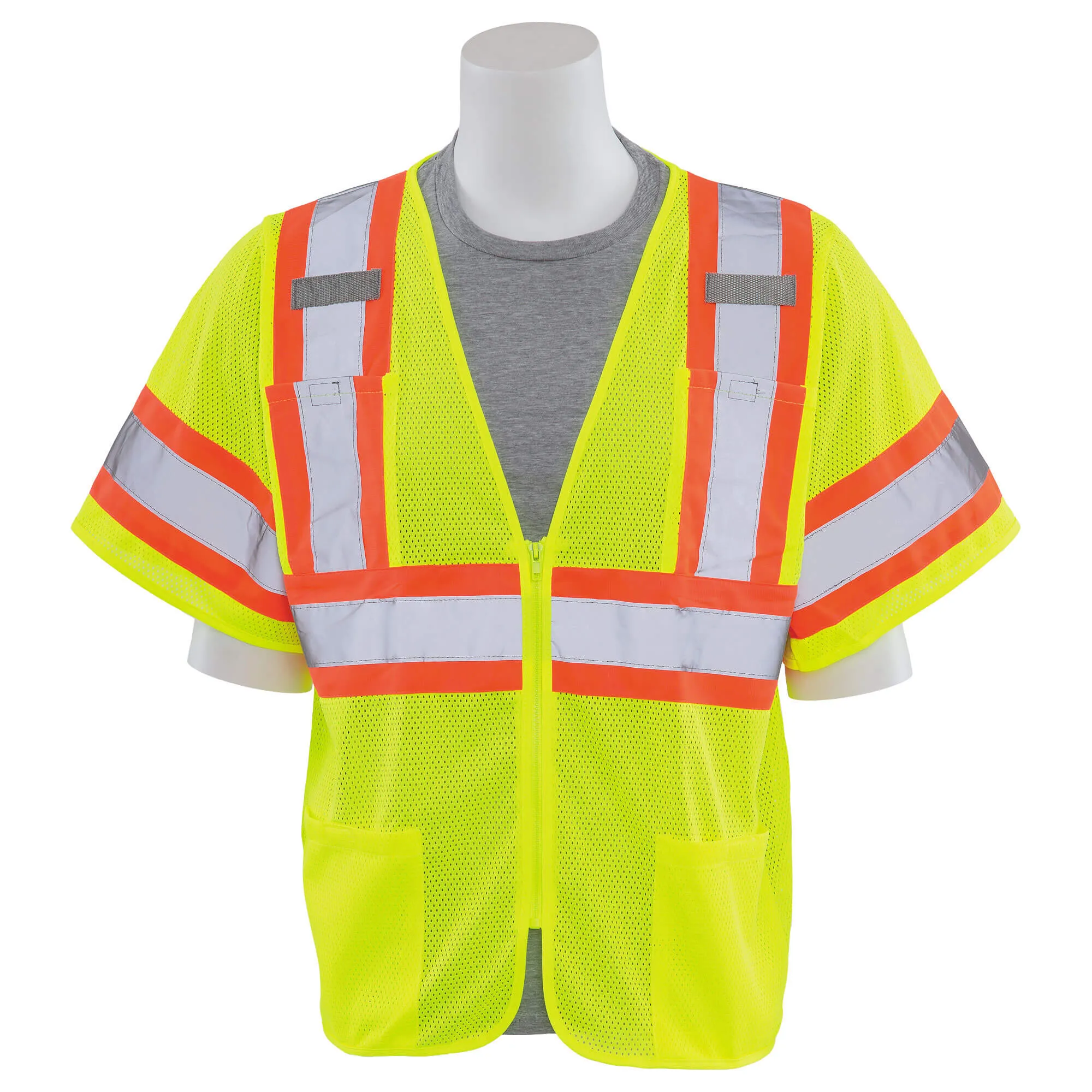 ERB S683P Type R Class 3 Mesh Two-Tone Safety Vest with Zipper - Yellow/Lime- Discontinued