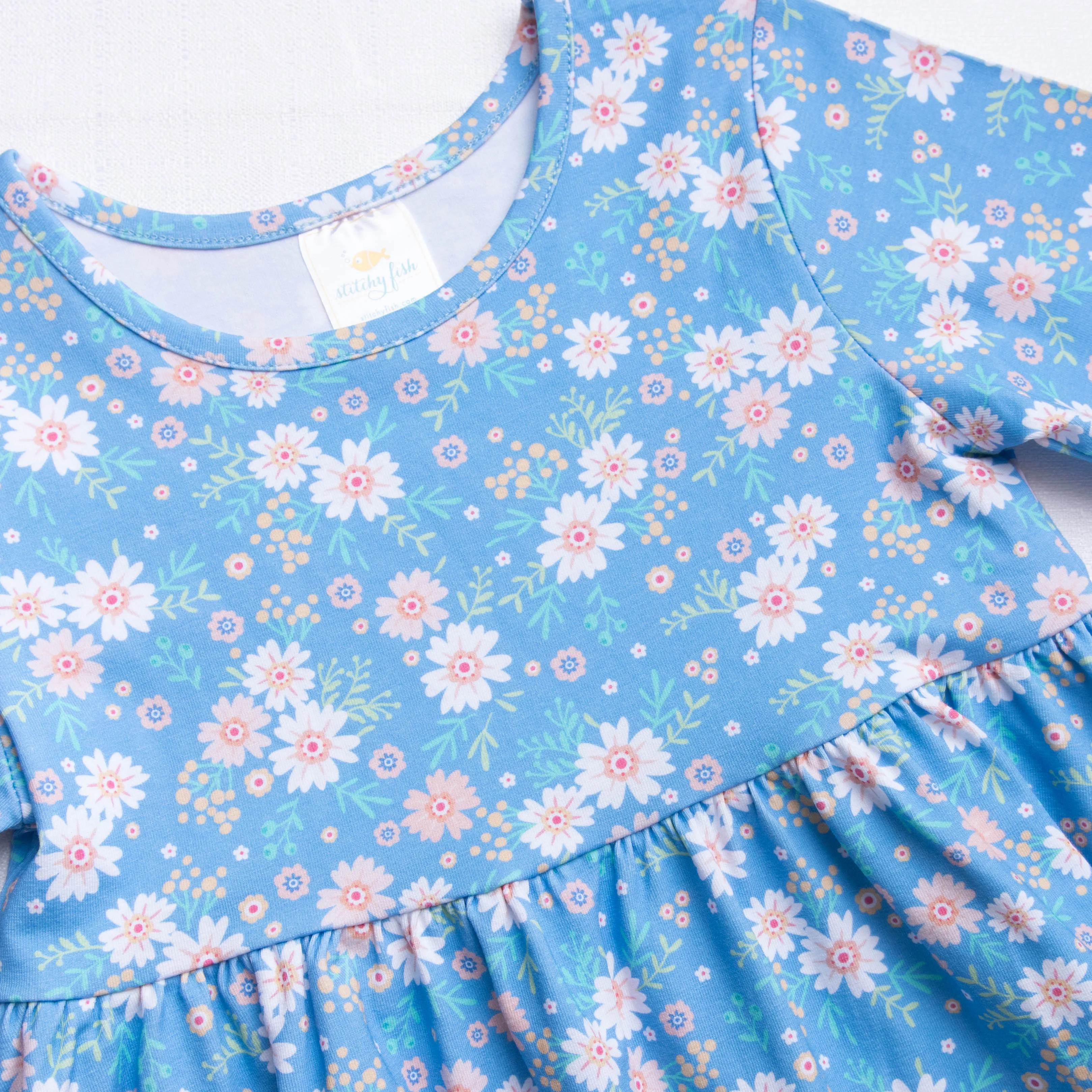 Faye Dress, Flower Power Blue