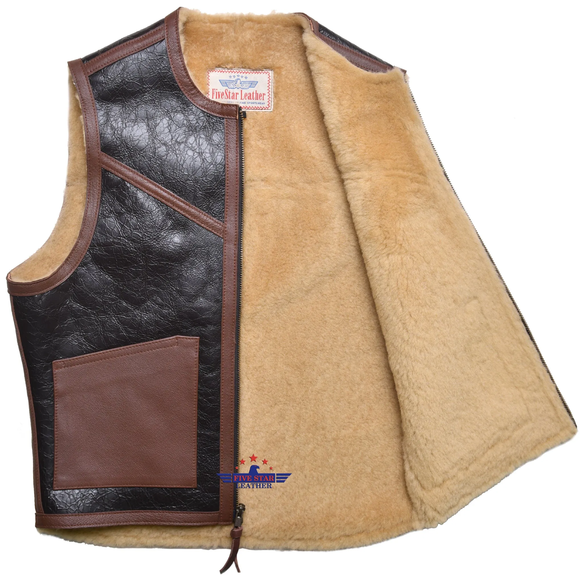 FiveStar Leather Repro Aviator Vest Seal Brown