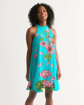 Floral Lotus Halter Dress