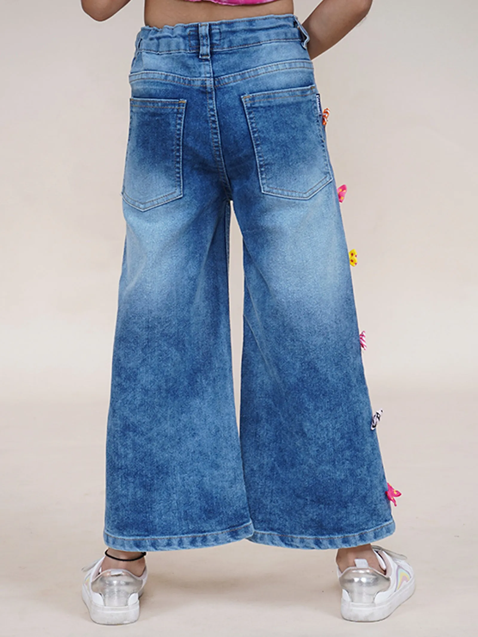 Girls Multiple Small Bow Detailed Jeans