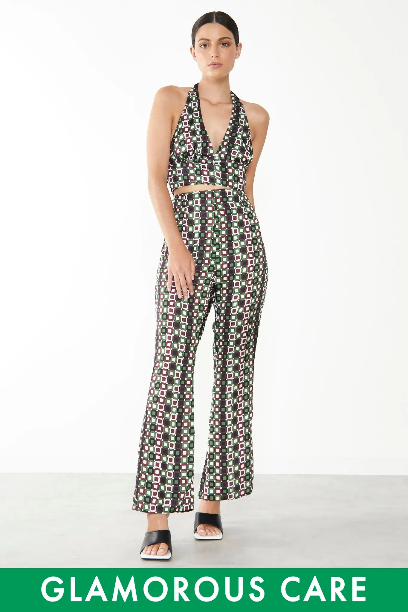 Glamorous Care Geometric Print Flared Trousers