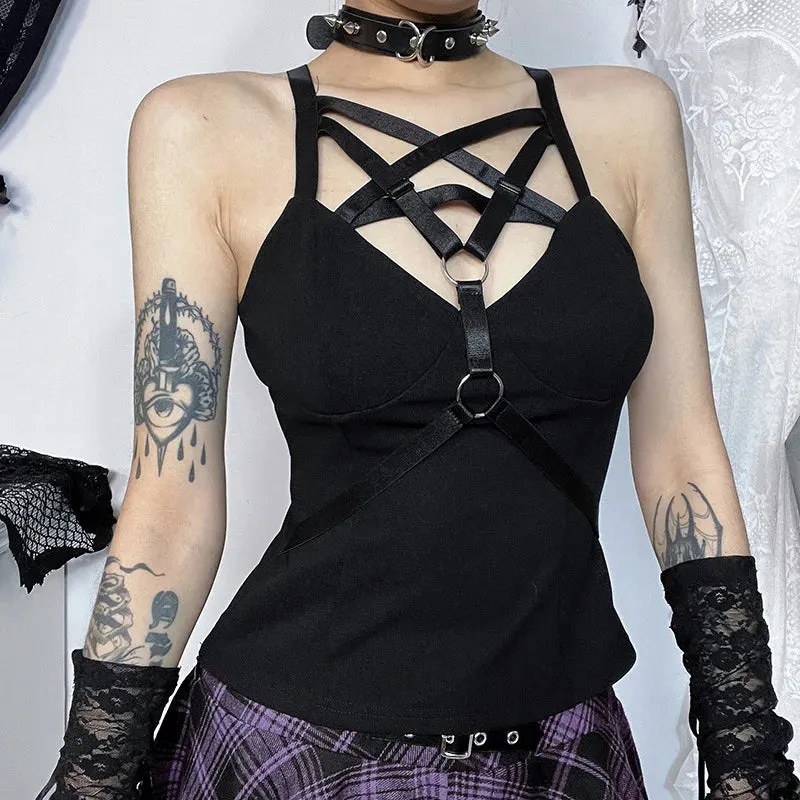 Gothic Black Punk Pentagram Tank Top