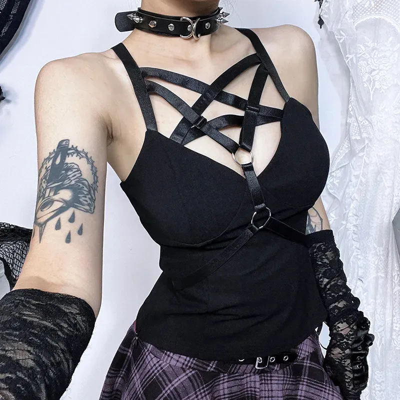 Gothic Black Punk Pentagram Tank Top