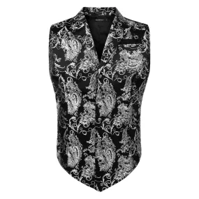 Gothic Lapel Party Vest for Men - BLACK/SILVER-2