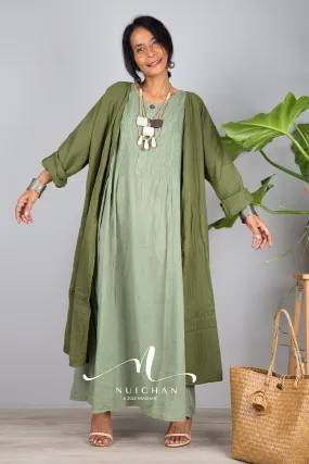 Green open front cardigan