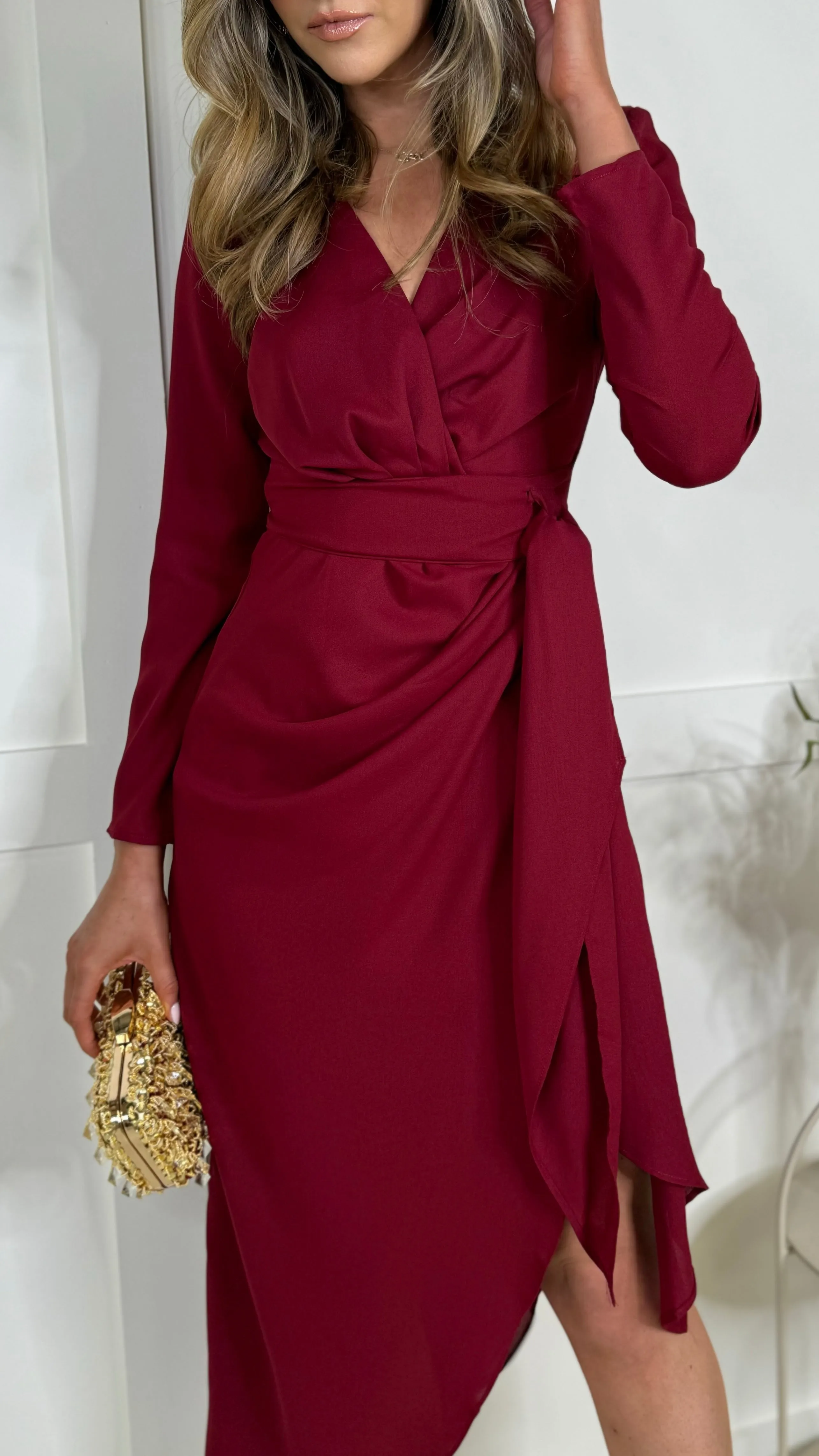 Harley Burgundy Wrap Maxi Dress