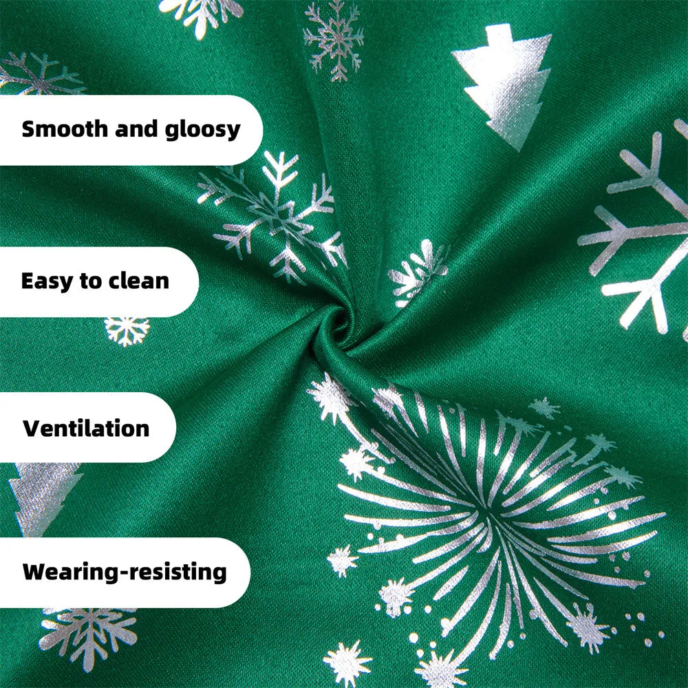 Hi-Tie Green Silver Christmas Elements Vest Necktie Bowtie Set