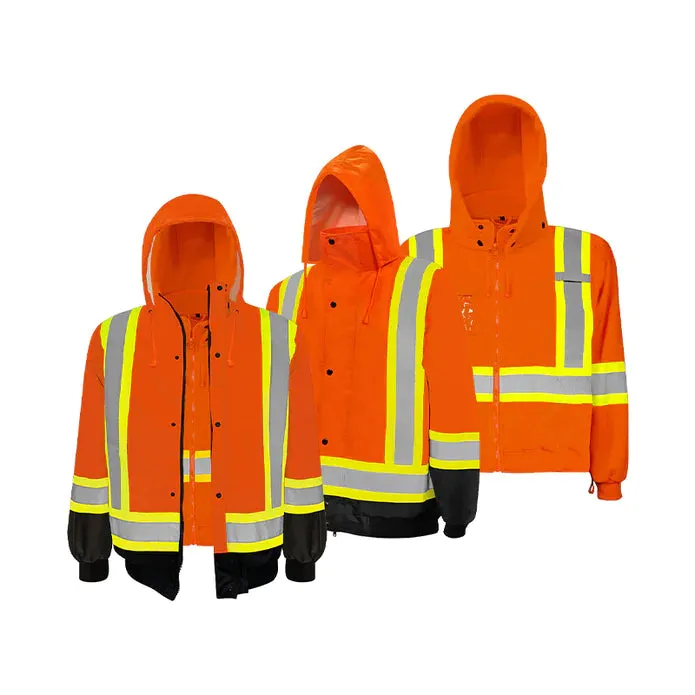 Hi-Vis 3-In-1 Winter Traffic Jacket by Ground Force - Style TJ3