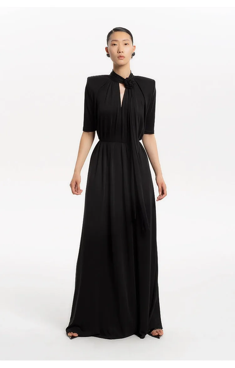 High-end elegant Summer French Pleated flowy maxi long wedding Knit Dress - KCae